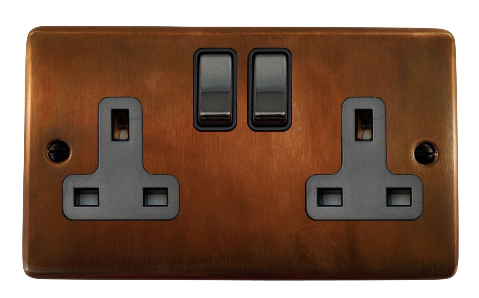 G&H CTC310 Tarnished Copper 2 Gang Double 13A Switched Plug Socket