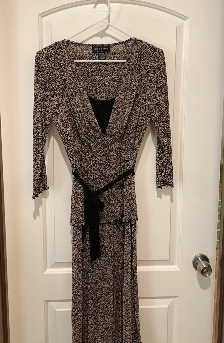 CONNECTED APPAREL BROWN PATTERNED SELF TIE BELTED… - image 6