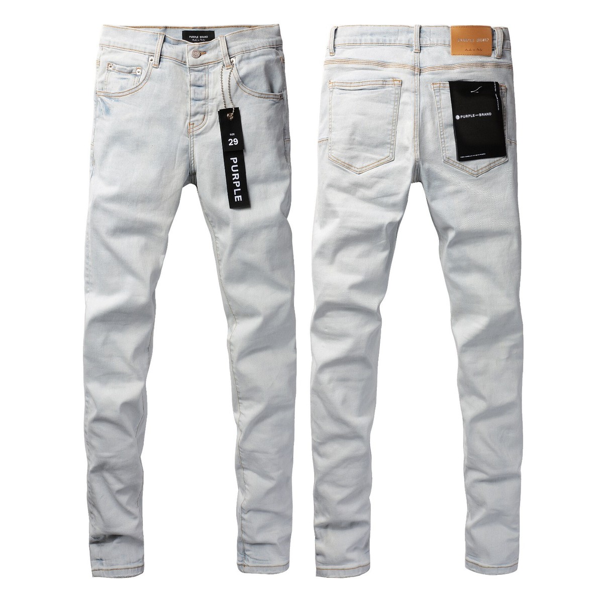 purple brand white color denim
