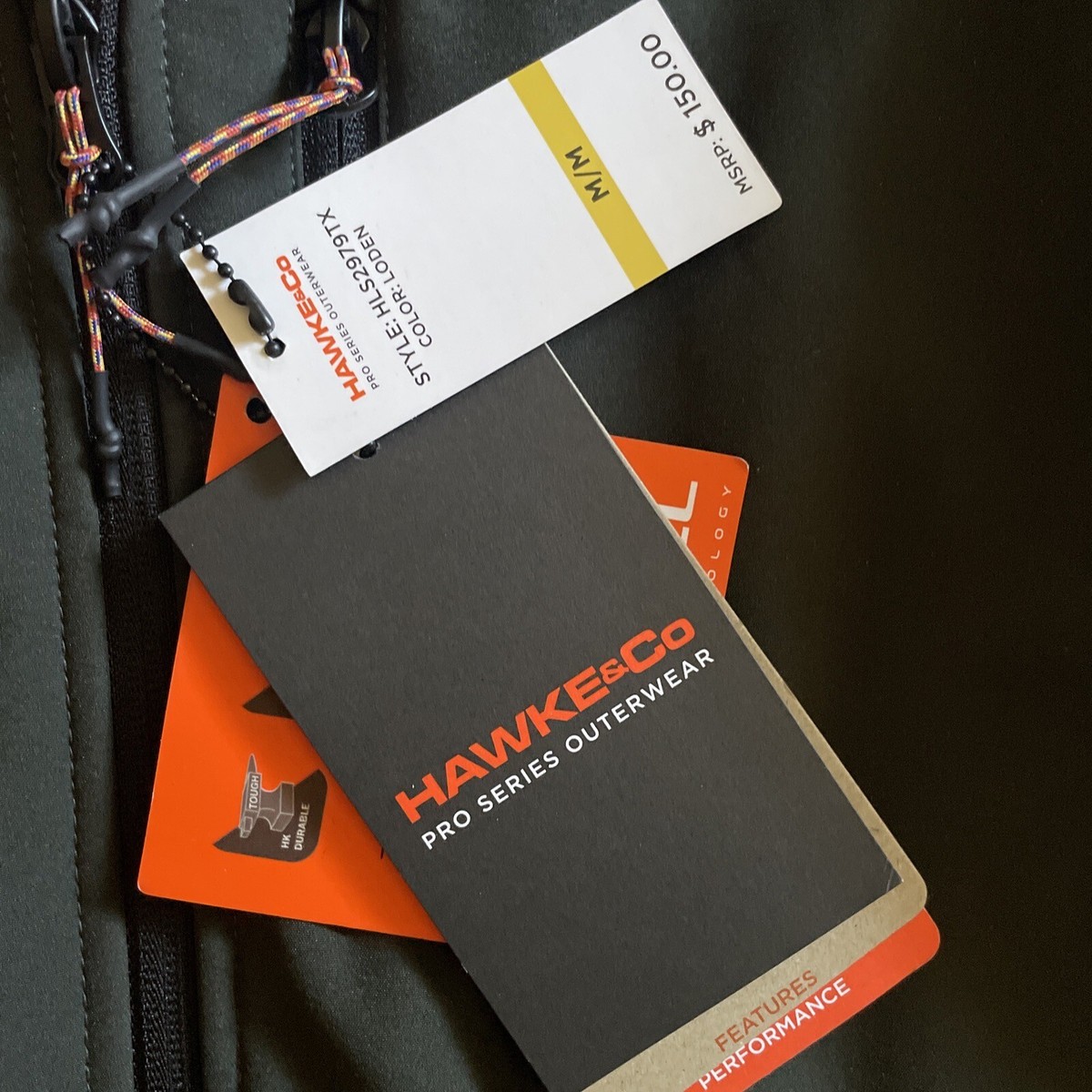 NEW HAWKE CO MEN'S HOODED WIND AND WATER RESISTANT JACKET BLACK - Main Image