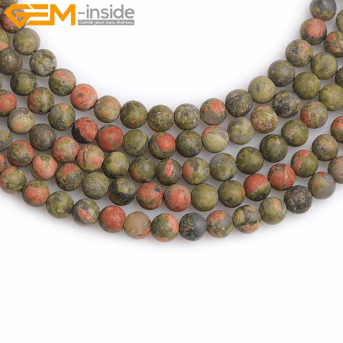 Green Unakite Jasper Forested Matt Round Beads Jewelry 15" Making Natural Stone - Picture 29 of 62