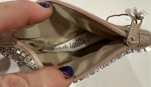 Accessorize Brand 5 Metal Beaded Zip Lined 4" x 5" clutch change pouch NWT - Picture 5 of 5