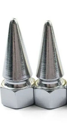 2 SPIKE NUT STYLE REIFEN VENTILKAPPEN (SILBER) ..31 MM HOCH UND 12 MM BREIT