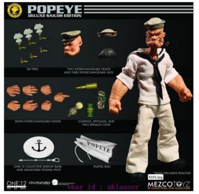 Mezco Toyz 1/12 Popeye Deluxe Sailor Edition Action Figure Toy