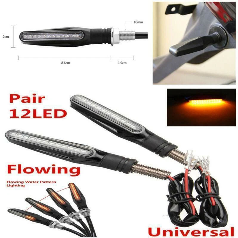 Par de lâmpadas indicadoras de luz de seta dobrável para motocicleta âmbar 12V 12LED - Imagem 2 de 4