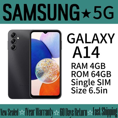 NEW Samsung Galaxy A14 5G 6.5'' SM-A146U RAM 4 64GB 50.0MP Factory Unlocked-BLACK