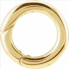 12mm OD 18k Yellow Gold Charm Hinged Carabiner Lock Circle Bail Enhancer Pendant