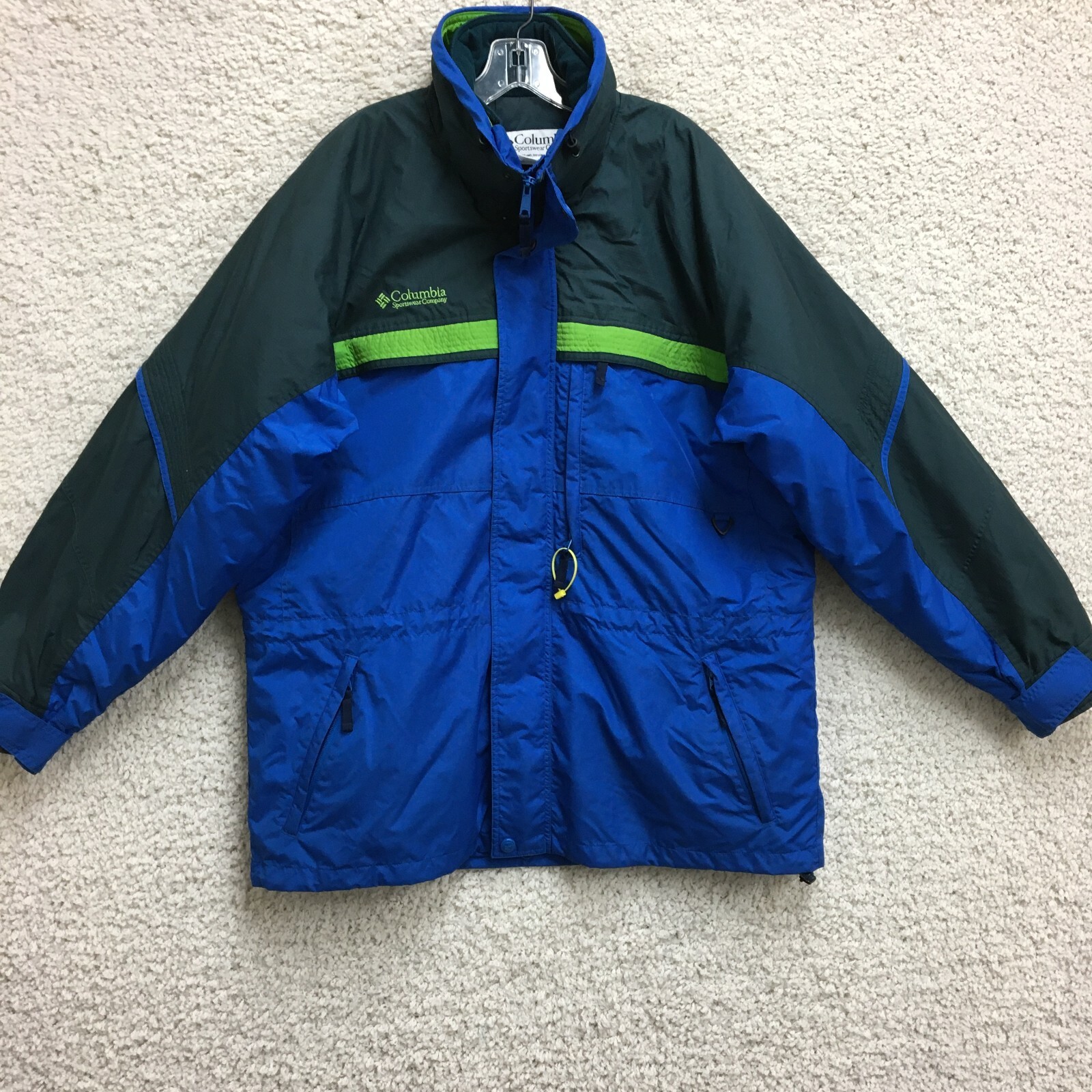 VINTAGE Columbia Gizzmo Large Blue Full Zip Lined Vented Mens Jacket with Pockets