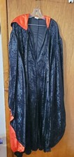 ARTEMISIA DESIGNS BLACK/RED CRUSHED VELVET HOODED CAPE BLACK/RED SATIN LINING