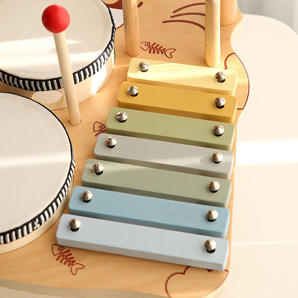 Baby Drum Set Benelet Upgrade Natural Wooden Music Kit For Kids