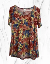 Lularoe Perfect T  Size XS Roses With Multiple Color Shirt NWT