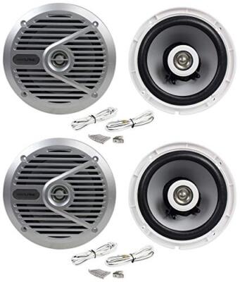 (4) Alpine SPS-M601 Pair 6.5'' 2-Way Marine/Boat Coaxial Speakers