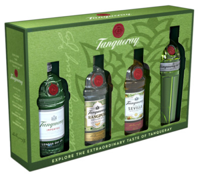 (84,75 /L) Tanqueray Exploration-Pack 4 Minis, Gin, 4x5 cl.