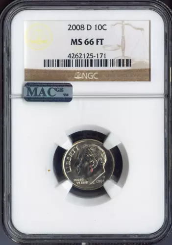 2008 D Roosevelt Dime NGC MS66 FT MAC QUALITY✔️