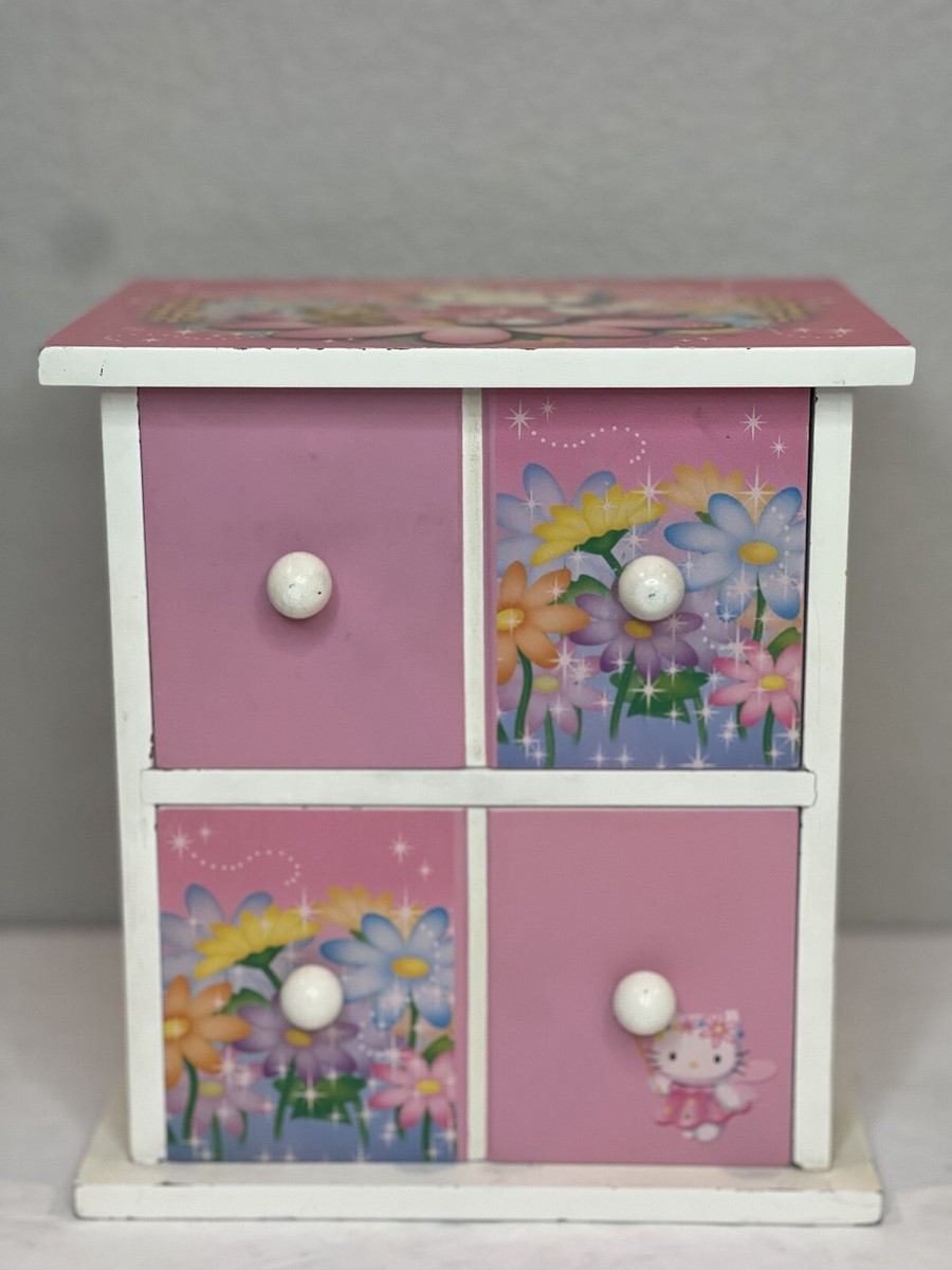 Sanrio 2002 Hello Kitty 小物収納ボックス 野いちご Hello Kitty Mini Wooden Dresser Jewelry Storage Accessories Box