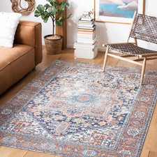 Safavieh Power Loomed Aria Collection Navy / Rust Area Rugs - ARA580N
