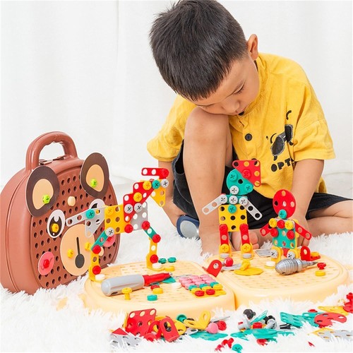 Magic Montessori Play Toolbox - Creative  Button Art Tool Box with Drill and - Picture 7 of 30