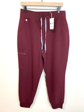 FIGS Zamora Scrub Pants Tech Collection Womens Large Petite Burgundy Jogger