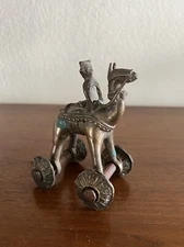 Temple Toy Horse Brass india Trojan Greek Sculpture Mcm Mid Century Indian