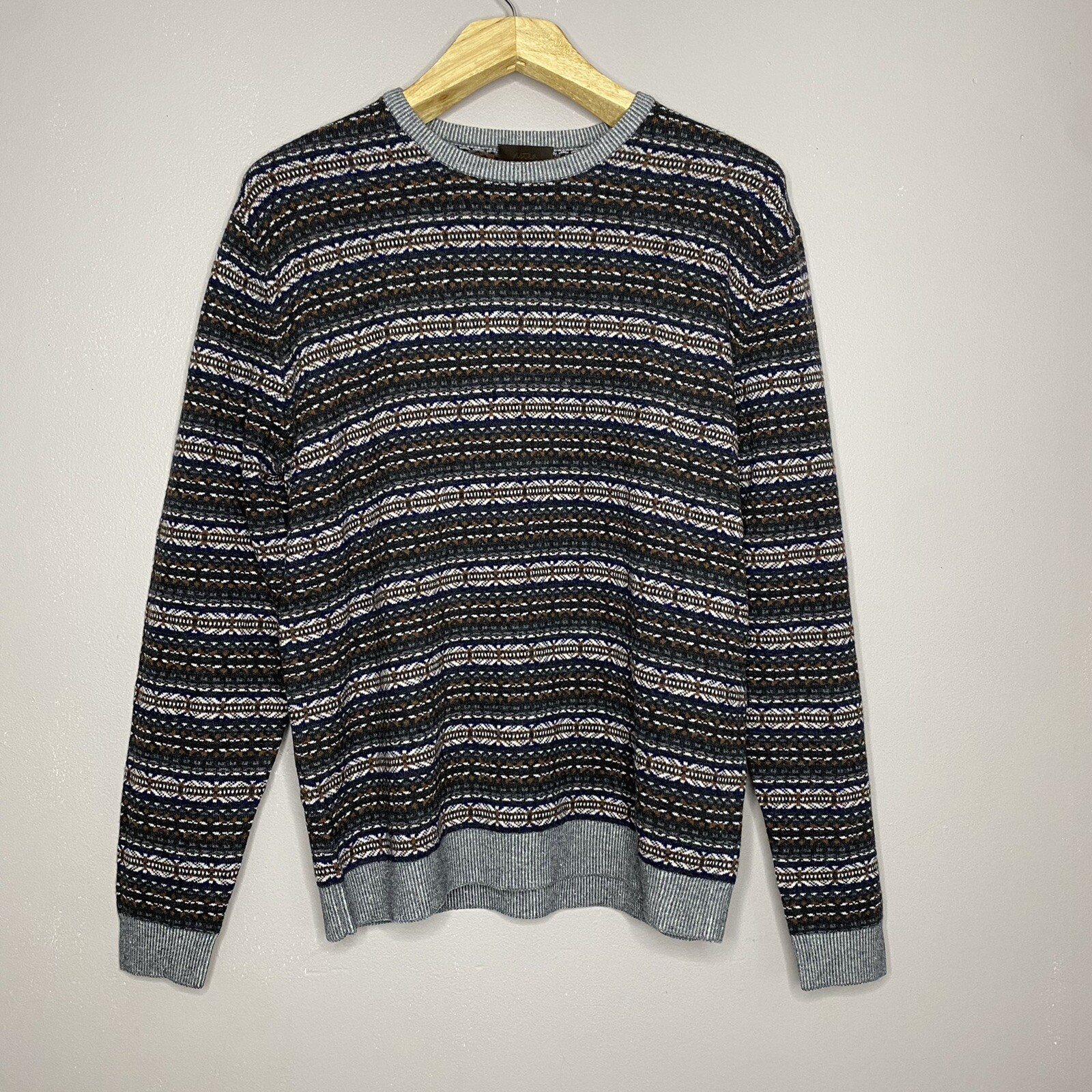 Altea instarsia 100% Wool Crew Neck knit sweater Men’s Size US XL