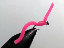 12 Tungsten Pink Squirmy Worm bead head Fly Fishing Hand Tied San Juan Barbless