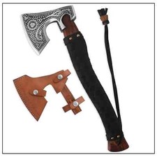 Custom Hand-Forged Damascus Steel Viking Bearded Tomahawk Camping Axe