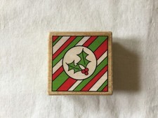 Hampton Art Studio G Katie Co Holly Stripes Wood Mount Rubber Stamp Christmas