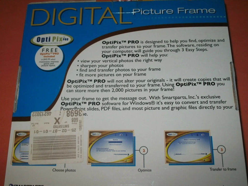 Smartparts #SP70D Digital Picture Frame High Resolution 7" LCD Display, 2000 PIC - Image 3 of 3