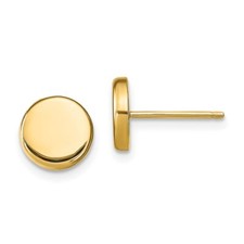 14k Yellow Gold Polished Button Stud Earrings 1.32g, L-6.6mm, W-6.6mm for Mom