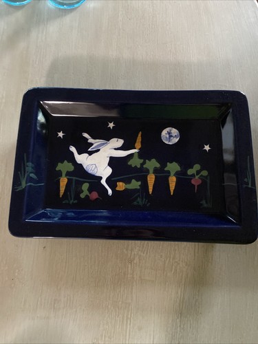 Karen Howell Legend Of The Rabbit 11x7 Pottery Tray Vintage 1987. Signed