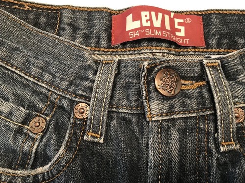 Levis 514 Boys Distressed Slim Straight Blue Jean Red Tab Sz 10 Reg 25 x 25 - Picture 5 of 12