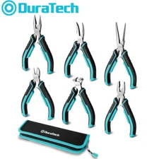 DURATECH 6PC Mini Pliers Diagonal Long Nose Needle Nose Bent Nose Jewelry Pliers