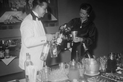 French actress Marie Glorys farewell cocktail party before departu- Old Photo