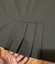 ALFANI Basic Black Straight Pencil Skirt Detailing Ruffled Kick Pleat Preppy 10