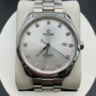 Titoni Sliver 12-Diam Dial Airmaster 83743  Men's Watch Automatic 39mm Date