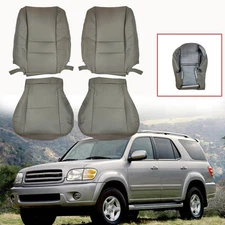 For 2000-2007 Toyota Sequoia Driver & Passenger Bottom & Top Seat Cover Gray