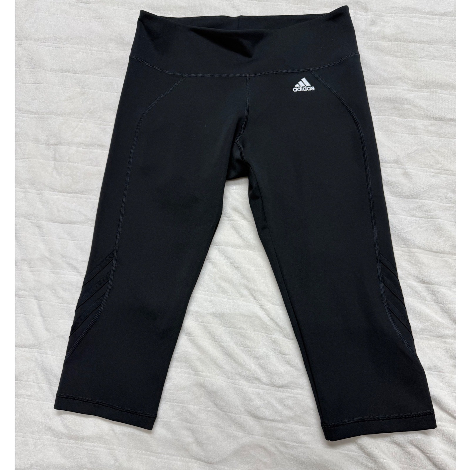 Adidas Womens Black Climalite Capri Leggings Athletic Workout Activewear Size L