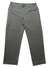 Eileen Fisher Knit Pants Womens L Green Cropped Pull On Stretch Tencel Blend