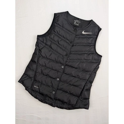 Nike Aeroloft Running Vest Mens Small Black Quilted Puffer Snap Front. - product listing photo
