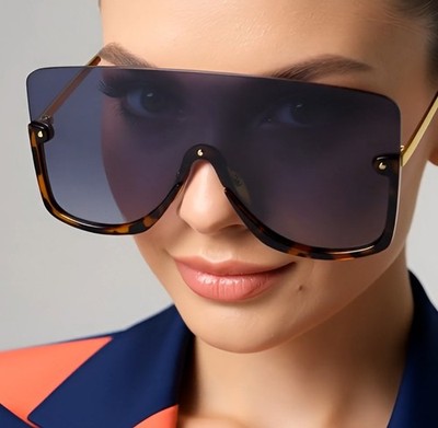Huge Sunglasses Single One Piece Black Lens Women Shades Face Cover Fashion 2026