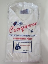 The Conqueror Jaguar Tropical Styled Uniform Shirt White L/S 35 Sz 17.5 New