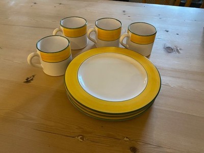 Atelier du Sage handbemalte Teller x4 und Tassen x4 (Top Zustand)