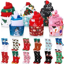 12 Pairs Valentines Day Fuzzy Socks for Women Valentine Cupcake Gift Socks Bu...