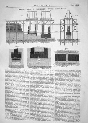 Alte Technik 1862 Erfindung John Wright Bauarbeiten unten W viktorianisch