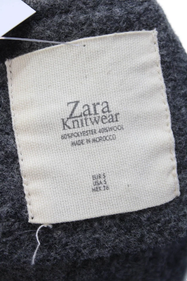 Abrigo Zara Mujer Manga Larga Tres Botones Lentejuelas Tejido Gris Talla Pequeña Foto 4 de 4