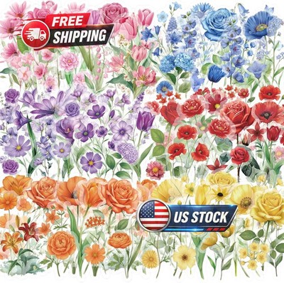 300 Pcs Transparent Flower Stickers for Scrapbooking, Journaling, Crafting