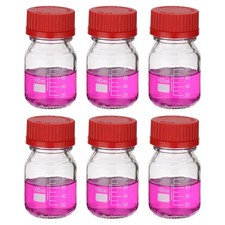 100ml Glass Reagent Media Storage Bottle with Red CapClear6Pcs