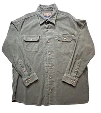 Duluth Trading Co Shirt Mens XL Green Heavyweight Chamois Button Up Workwear