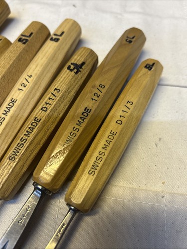 SWISS MADE Wood Carving Tools, Gouges & Chisels Set Of 7 Plus Extra D11 ...