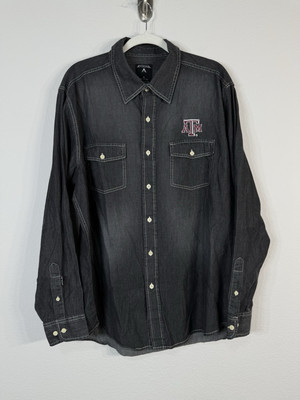 texas a&m dress shirt Men's Cutter & Buck Charcoal Texas A&M Aggies Alumni Logo Stretch Oxford Long Sleeve Button-Down Shirt Size: Large